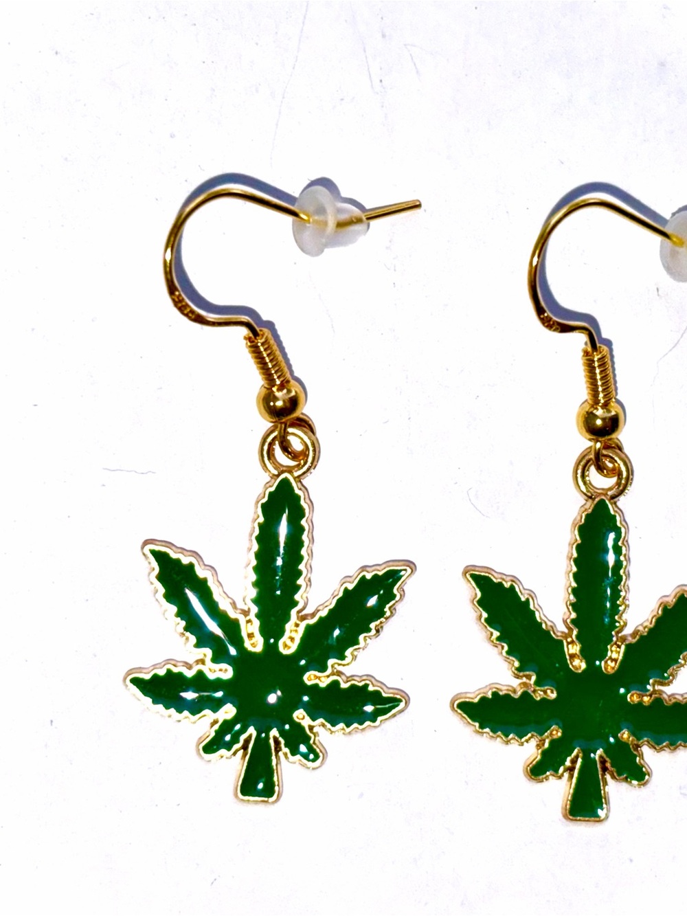 Handmade Pot Fun Leaf Dangle Earrings